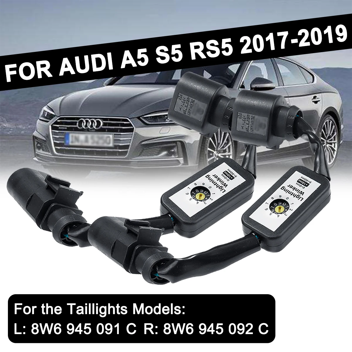 

2 шт. динамического отложным воротником для Audi A5 S5 RS5 2017-2019 сигнала надстройку провод модуля жгут индикатор левый и правый хвост свет, светоди...
