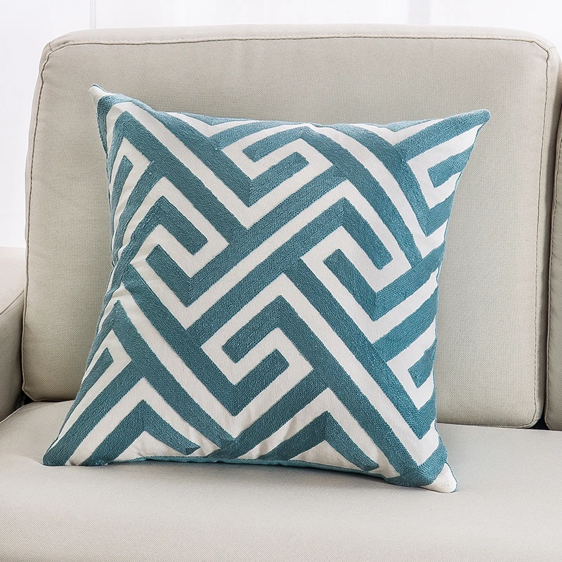 Синяя серия наволочек на подушку с вышивкой хлопчатобумажная ткань