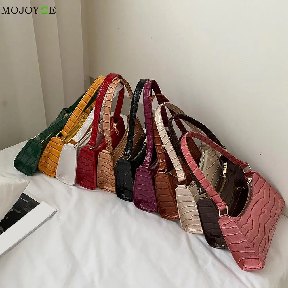 

Women Fashion PU Alligator Pattern Underarm Bag Vintage Solid Color Hobos Bags Casual Ladies Wallet Shoulder Pouch