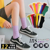 socks women spring and summer new velvet ice ice socks women candy color tube pile socks women thin ins tide simple and fashion