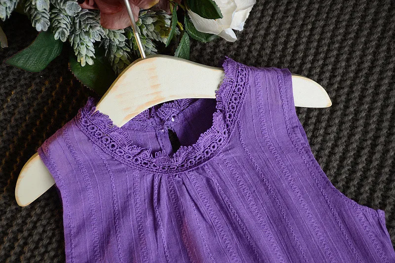 Летний комплект для девочек платье без рукавов из 2 предметов однотонный