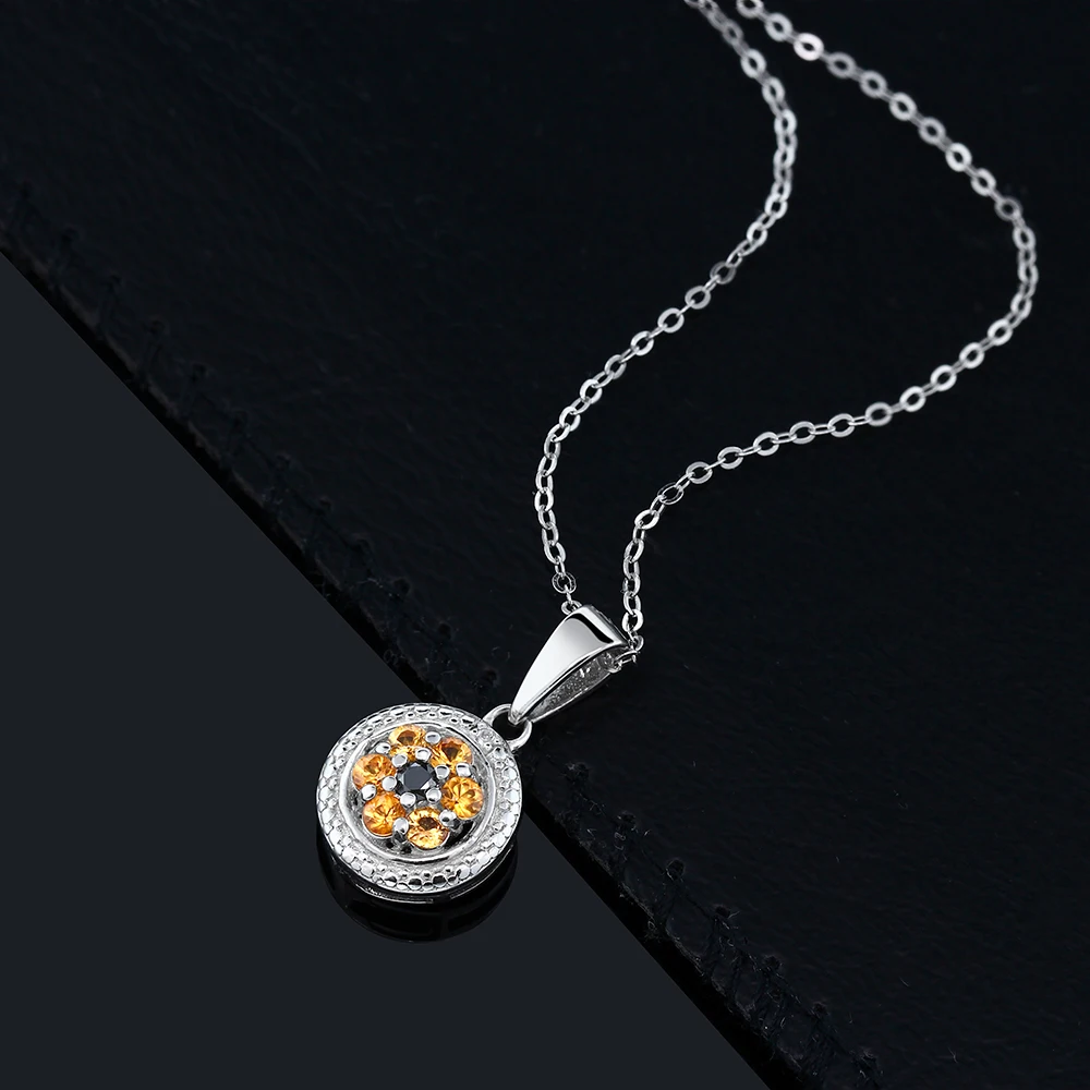 GemStoneKing 925 пробы Серебряное женское ожерелье с подвеской желтый сапфир черным и