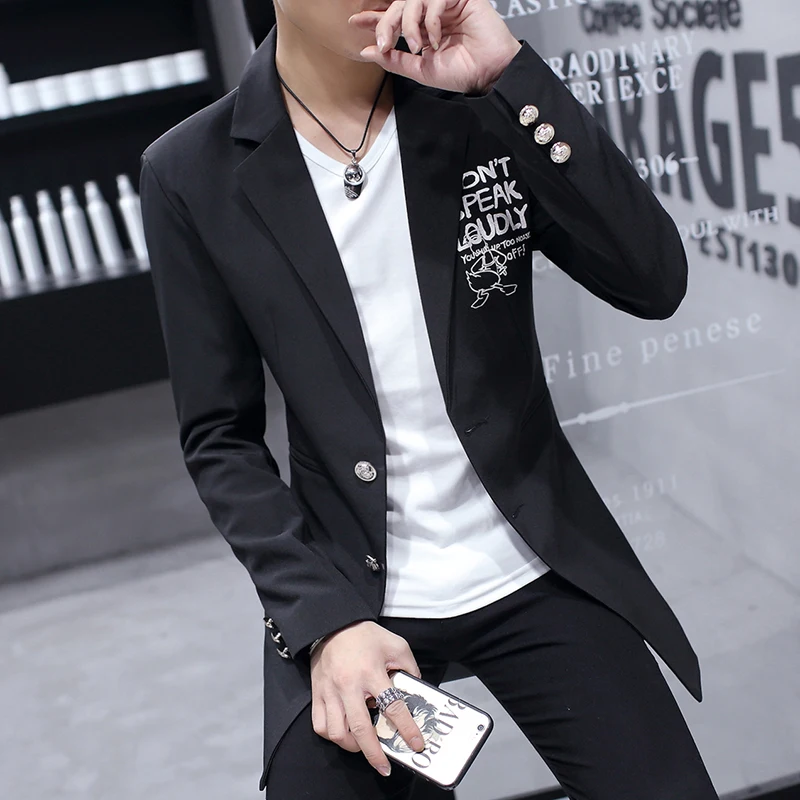 Весна 2019 костюм Для Мужчин's длинный Стройный блэйзер королевский синий