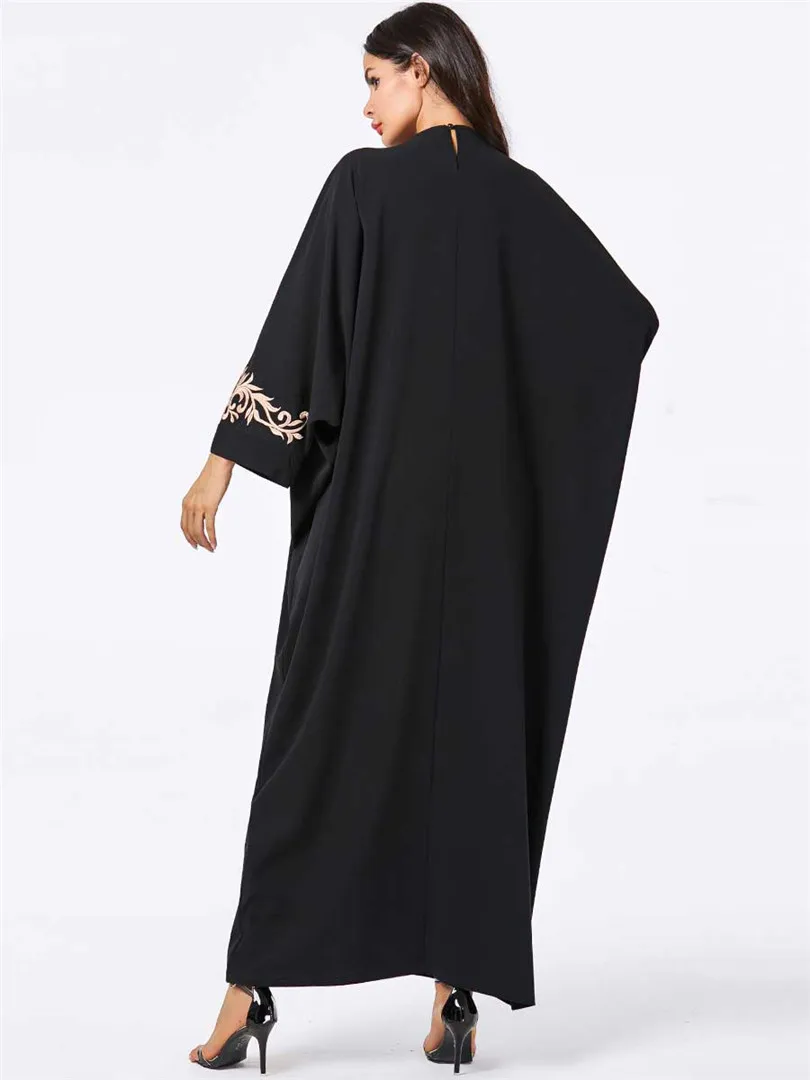 Черное Абая кафтан Дубай мусульманское платье турецкая исламская одежда для