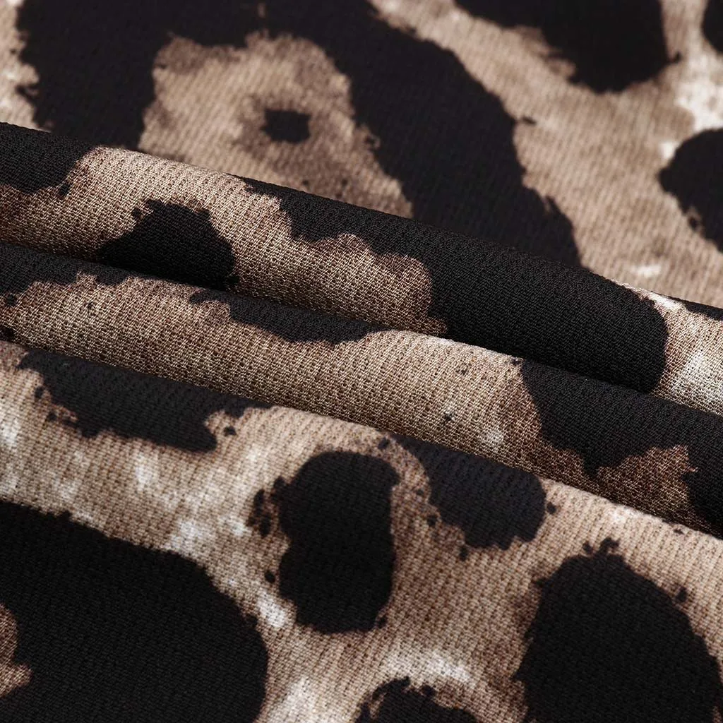 Женское леопардовое платье шифоновое длинное пляжное свободного кроя с длинным