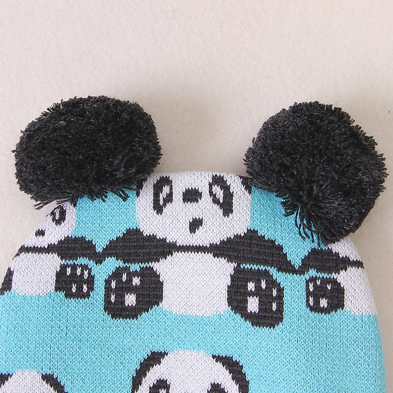 Шапка в клетку для новорожденных зимняя теплая детская шапка вязаная Милая