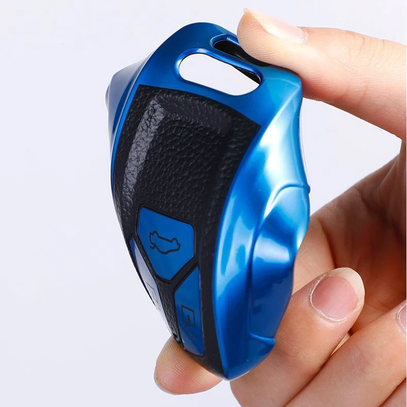 

Soft TPU + Leather Car Key Cover Case for Audi A4 S4 B9 A5 A6 Q5 Q7 Q5L S6 B6 C6 B8 TT 8S TTS RS 2016 2017 2018 2019 Full Shell