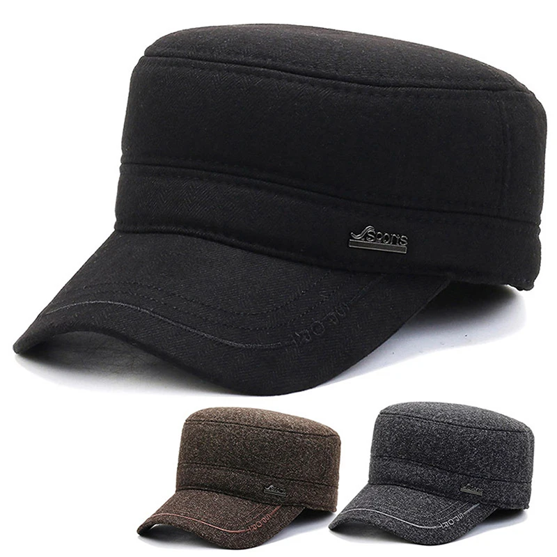 Мужская зимняя фетровая сохраняющая тепло бейсболка с ушами Снэпбэк Кепка для