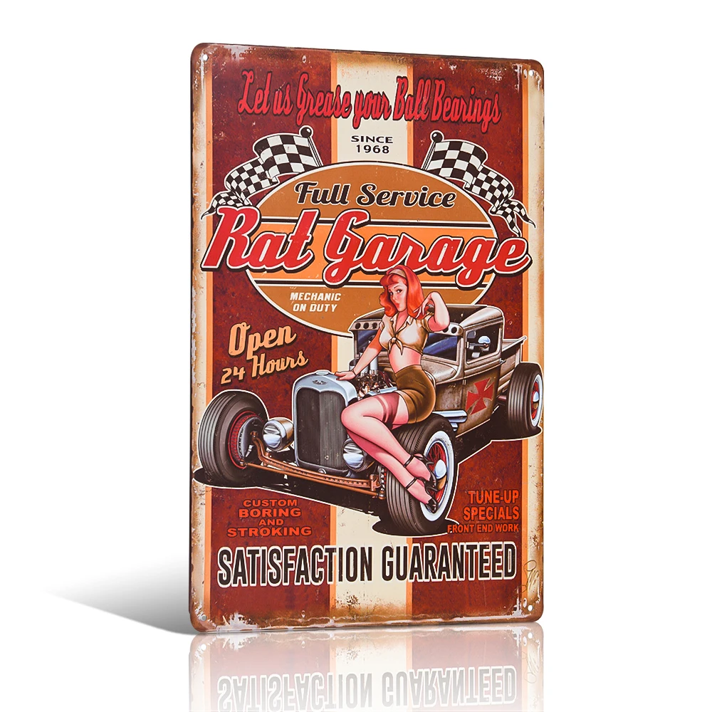Потертая шикарная штифт ап Девушка полный сервис вывеска для гаража горячий