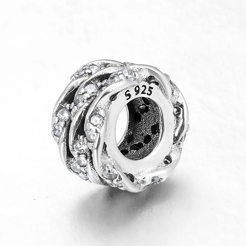 100% Authentic 925 Sterling Silver romantic Clear CZ Round Charm beads Fit Original LYNACCS Charms Bracelet Fine Jewelry making | Украшения