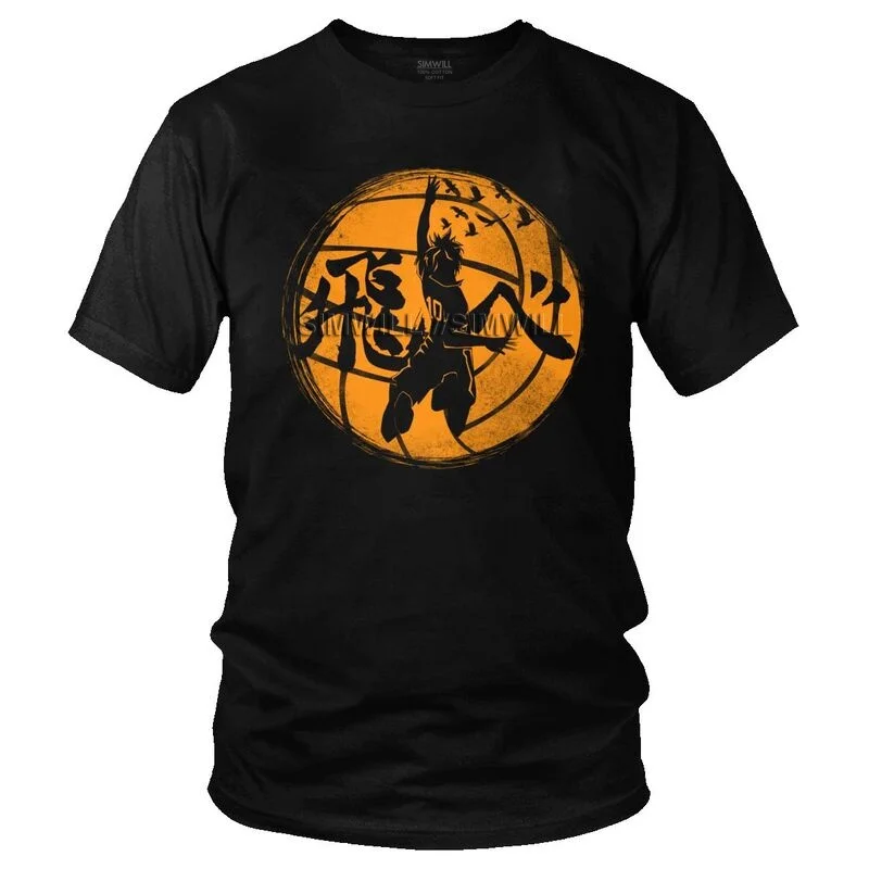 

Haikyu Shoyo футболка Hinata Для мужчин Графический Футболка Изделие из хлопка с короткими рукавами с рисунком из Аниме Манга кошма летайте высоко ...