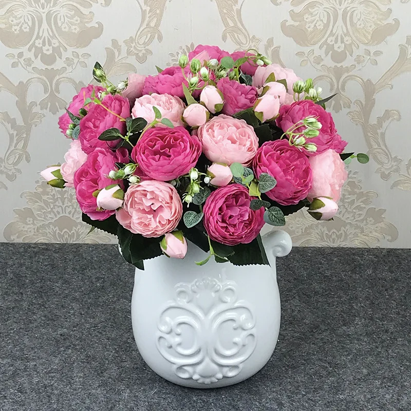 1 букет 9 бутонов Искусственный Пион Чай роза цветы камелии Шелковый цветок flores