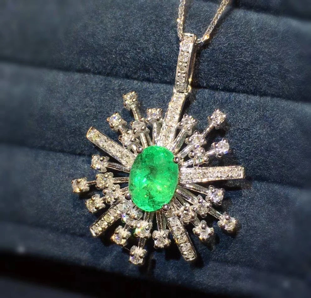 

Цепочка MeiBaPJ с подвеской из натурального Изумрудного драгоценного камня, ожерелье из натурального 925 чистого серебра, с зеленым камнем, свад...