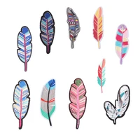 bird embroidered patches on heat transfer appliques patch clothes diy feather badges stickers for backpack printed stripe decal