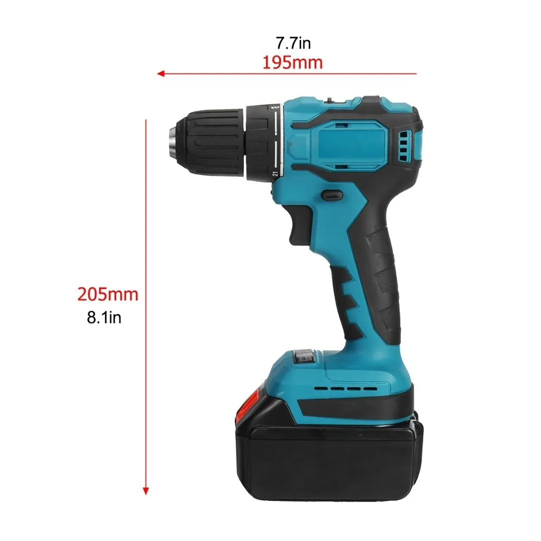 18V 10mm Brushless Electric Impact Drill 150NM Rechargeable Cordless Screwdriver with 6500mAh Battery Home DIY Power Tool