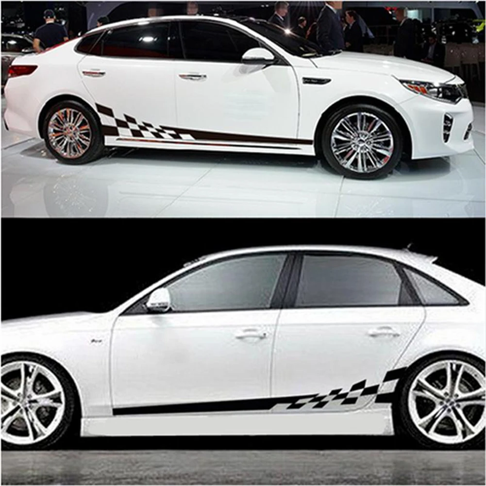 Черные 2 шт боковые полосы тела гоночные Гонки JDM автомобиля Виниловые наклейки Наклейка