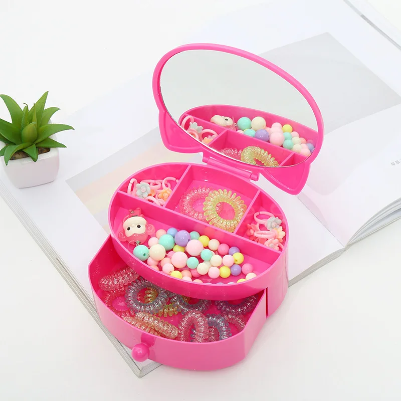 Пластиковая мини-коробка для детей ящик двойной хранения ювелирных изделий