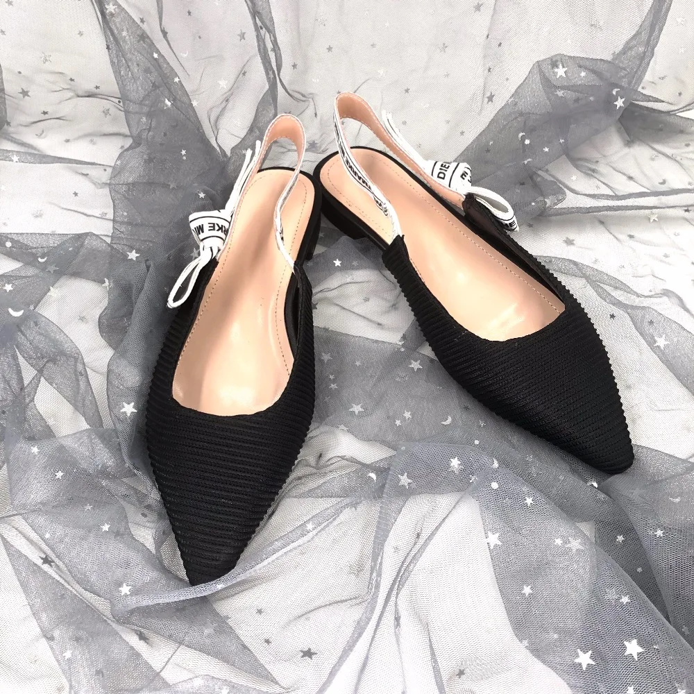 

Women's Shoes Genuine Leather Flat Shoes Pointed Toe Ankle Straps Female Flats Butterfly-Knot Slip-on Summer Shoes Large Size 41