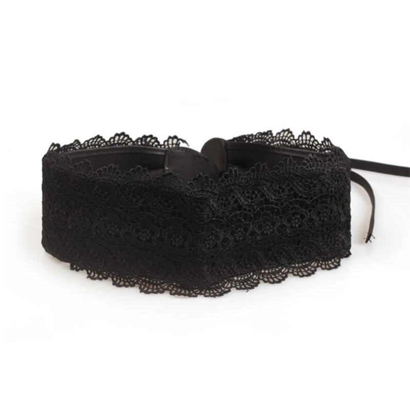 Женский широкий пояс с цветочным узором черный или белый для свадебного