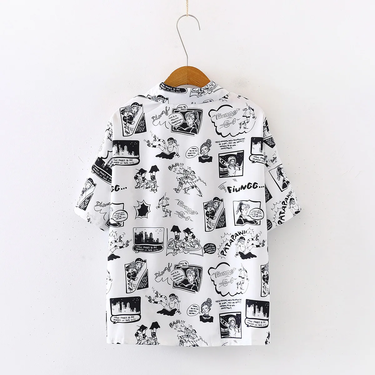 Summer New Fashion Women Short Sleeve White And Black Cartoon Letters Print Loose Tops Blouses Casual Office Lady Shirts Blouse | Женская