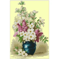 lilac vase patterns counted cross stitch 11ct 14ct 18ct diy chinese cross stitch kits embroidery needlework sets home decor