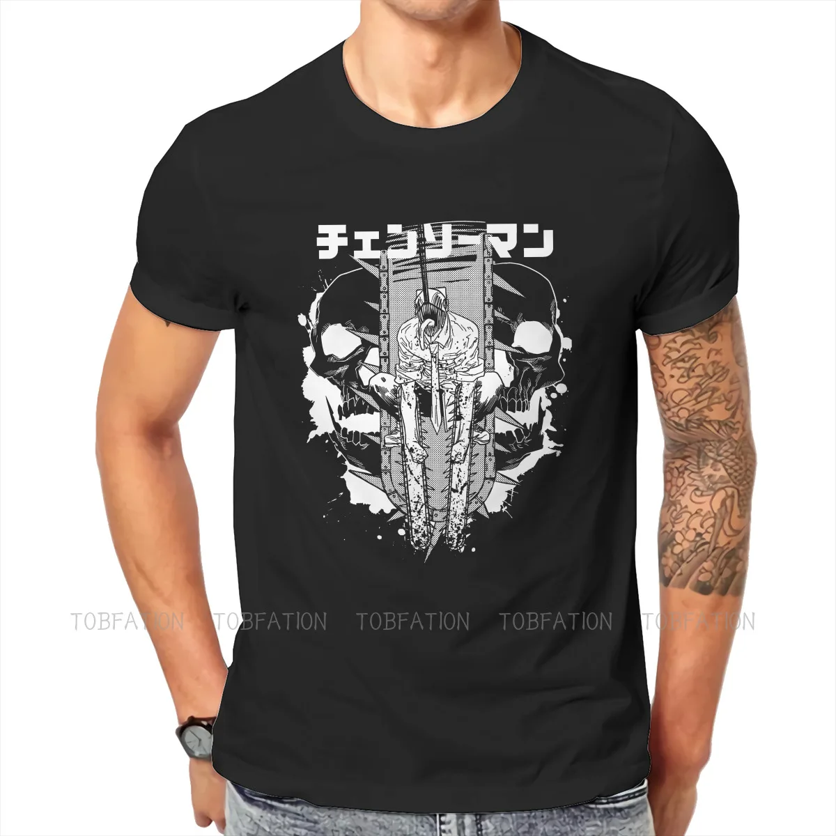 

Chainsaw Man Original TShirts Chainsaw Warrior R Print Men's T Shirt New Trend Clothing Size S-6XL