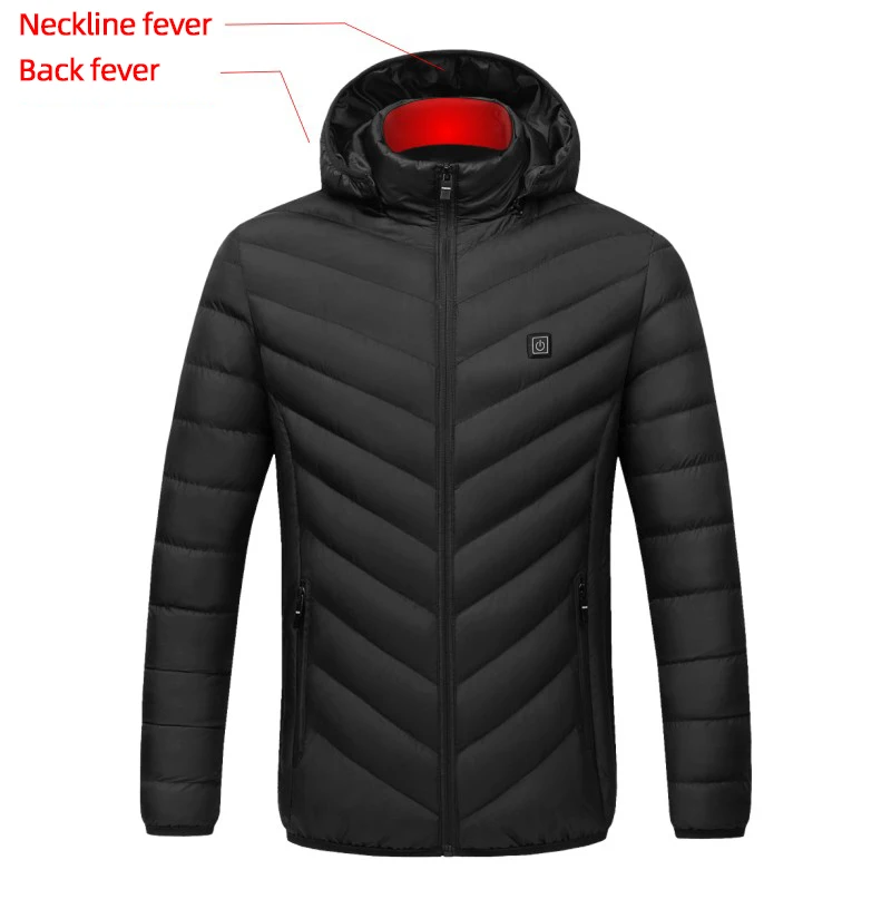 Модная мужская куртка с подогревом однотонное пальто капюшоном