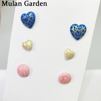 mg trendy small resin heart stud earrings set glitter round fashion earring jewelry accessories hot sale gift for friend 2019