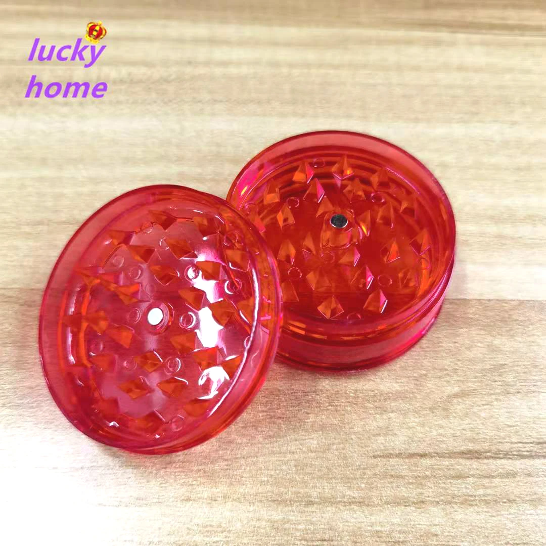 

Transparent 2 Layers 60mm Plastic Grinders Spice Mill Crusher Magnent Dry Herbs Colorful Retail Box Kitchen Tools Gadgets