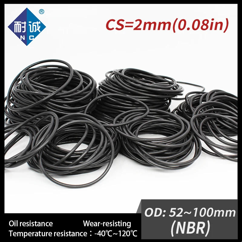 5 шт./лот резиновый черный NBR CS2mm OD52/54/55/56/60/62/65/70/75/80/85/90/92/95/100 мм уплотнительное