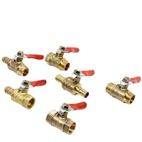 brass barbed ball valve 18 38 14 male femlethread connector joint copper pipe fitting coupler adapter 81012mm hose barb