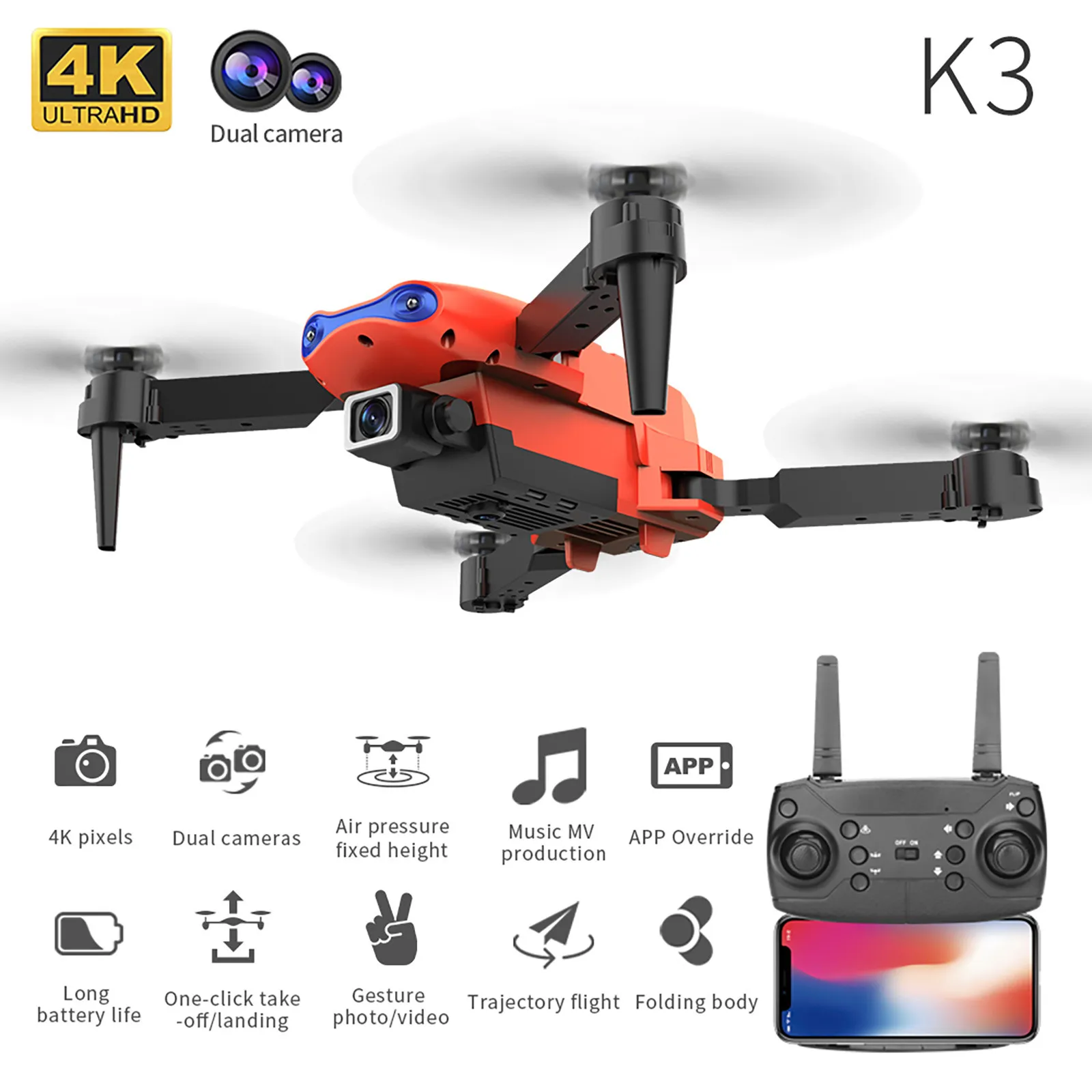 мини дрон 4k hd двойная камера wi fi fpv smar