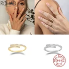 Регулируемые кольца из стерлингового серебра 925 пробы, однорядное Сверкающее открытое обручальное кольцо с цирконием AAAAA для женщин, обручальное кольцо, W4