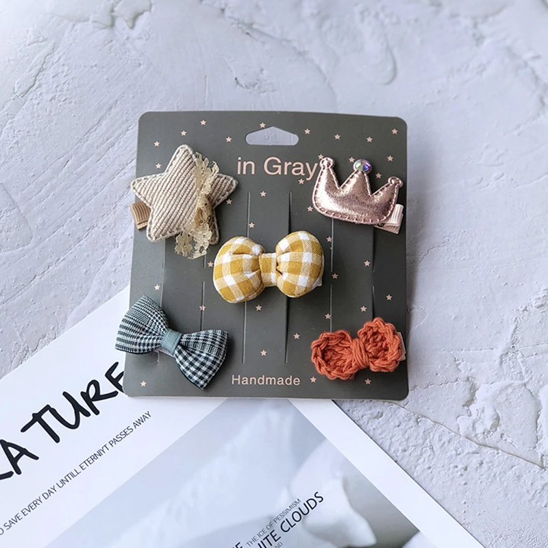 Baby Hair Clips Cartoon Bows Hairpin For Girls Cute Party Accessories Children Princess Barrette Infant Hairclip 5Pcs | Детская одежда