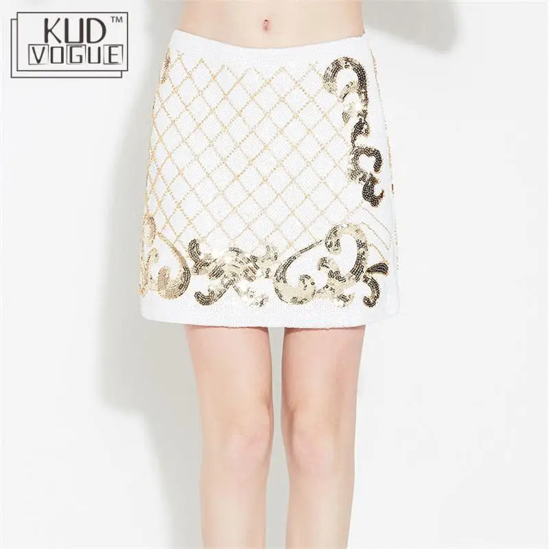 Мини-юбка с блестками высокая талия юбка-карандаш Женская винтажная клетчатая
