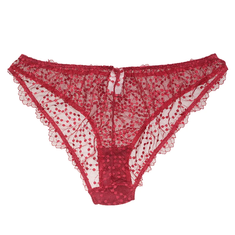 Сексуальное Кружевное женское нижнее белье MiaoErSiDai в красный горошек трусики