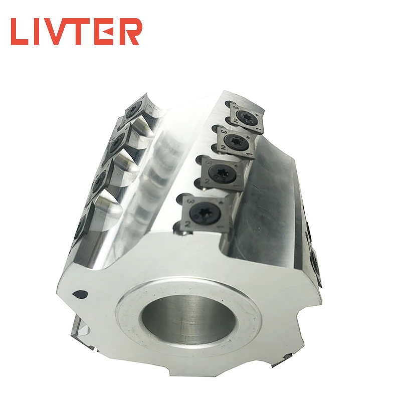 

LIVTER Spiral Cutterhead Sprial Planing Cutter Head Helical Cutter for Spindle Machine 4-side Moulder 6T T.C.T knife bit size