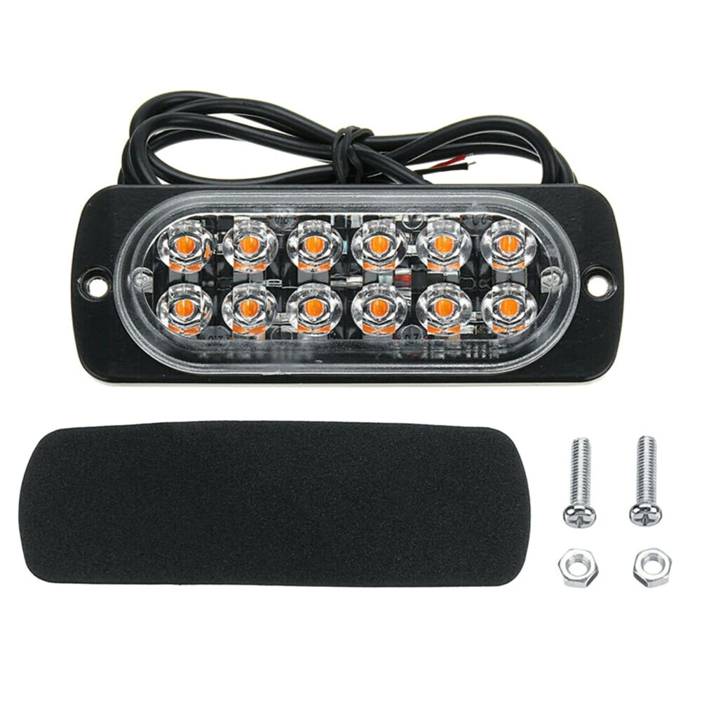 

2pcs Amber 12 LED 36W Light Bar Car Truck Hazard Beacon Warning Lamp