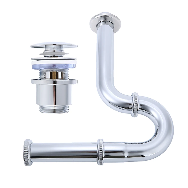 

Stainless Steel Drain Valve spring Siphon Set Wall Mount Drainer Drain Valve + Sewer Pipe Kitchen Bathroom Sink Drain Accessory