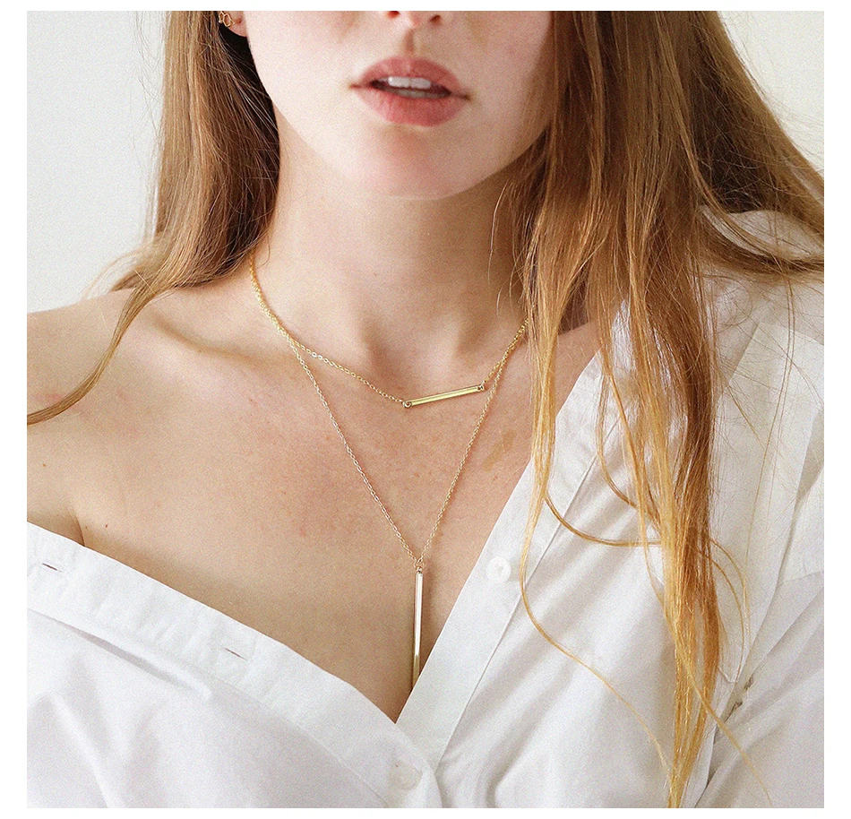 

2 pcs gargantillas de acero inoxidable para mujer stainless steel necklace For women necklace jewelry