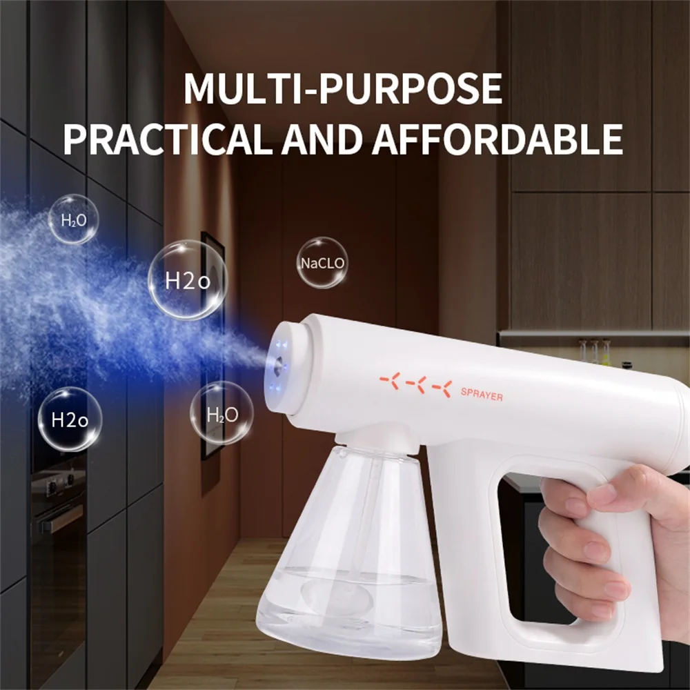 

Wireless Portable Electric Sanitizer Sprayer Disinfect Nano Blue Light Steam Spray Gun Sterilizing Nano Spray Gun for Home