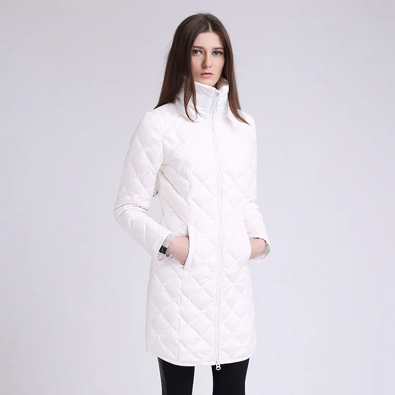 Европейский и американский минималистичный женский пуховик средней длины со