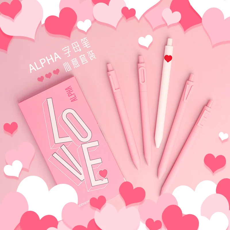 Гелевая ручка Kaco Love 0 5 мм Черная Женская Подарочная коробка на День святого
