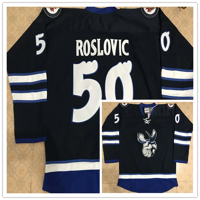

#50 Jack Roslovic moose Jets MEN'S Hockey Jersey Embroidery Stitched Customize any number and name