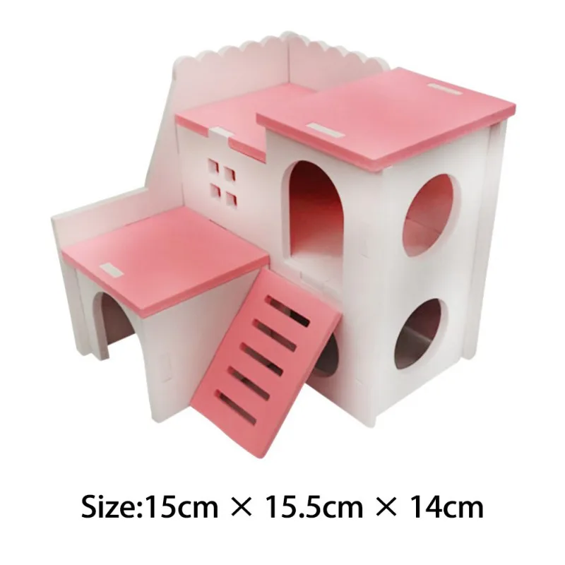 

Pets Wooden House 2 Storey Small Villa 2 Stairs Play Cage for Hamster Chinchillas Guinea Pigs Small Animall Sleeping Supplies
