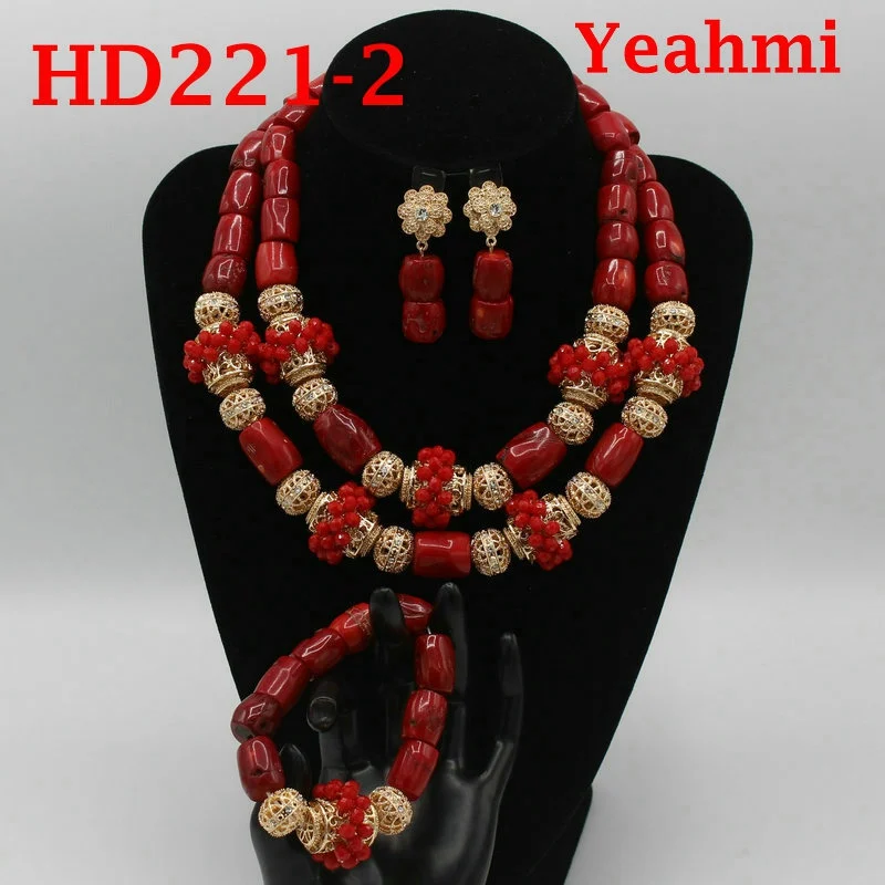 Dubai Indian Bridal African Coral Jewelry Sets Splendid and Gold Nigerian Wedding Beads Set Original HD221-1 | Украшения и
