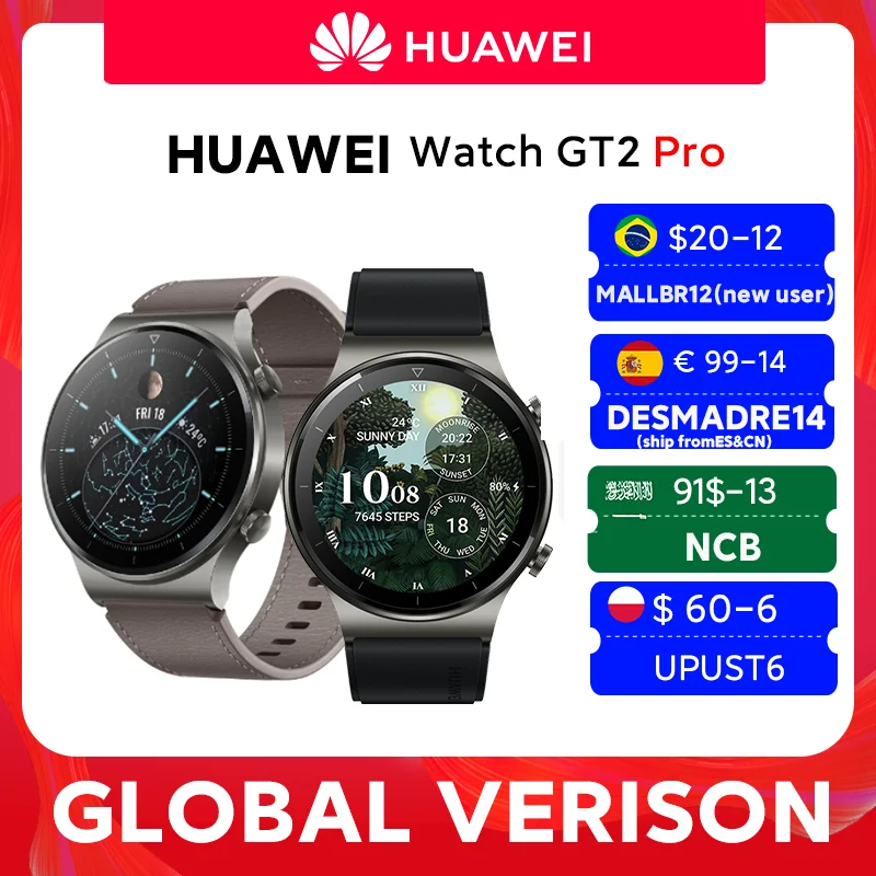 In stock Global Version HUAWEI Watch GT 2 pro SmartWatch 14 days Battery Life GPS Wireless Charging Kirin A1 GT2 Pro