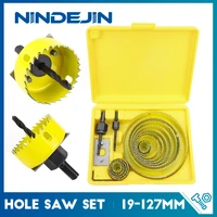 nindejin 81116pcs hole saw kit 50 steel 19 127mm hole cutter drill bit tool hole saw set for wood plastic wood cutter