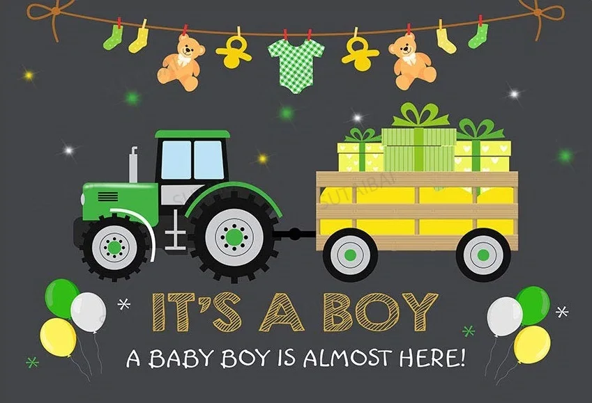 Photocall Farm Tractor Theme Birthday Photo Backdrop Boy Baby Background Photography Balloon Car Field Lawn Party Decorations enlarge