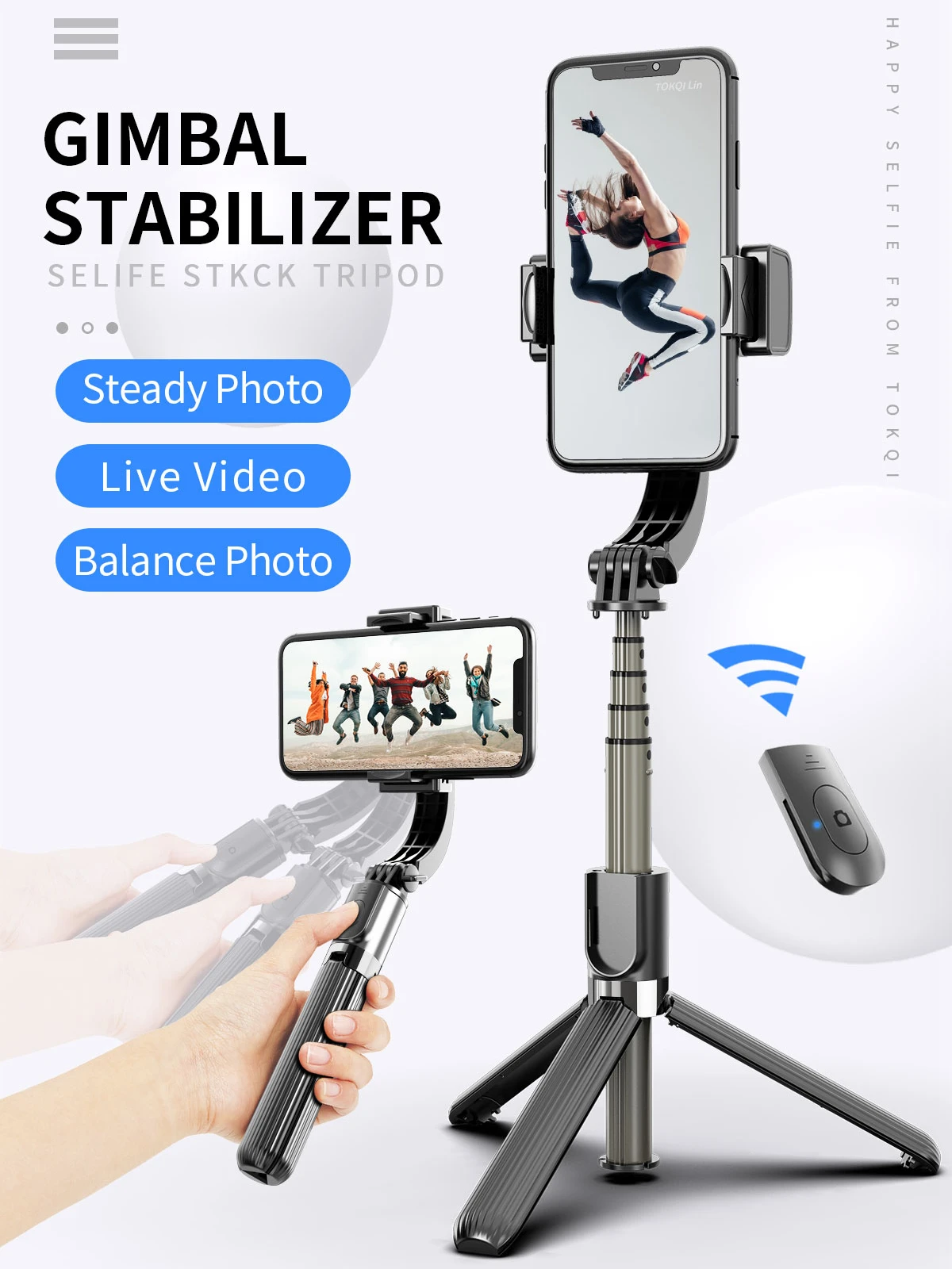 

NAGNAHZ One Axis Handheld Gimbal Stabilizer With Bluetooth shutter Tripod For Smartphone Action camera Video Record Vlog Live